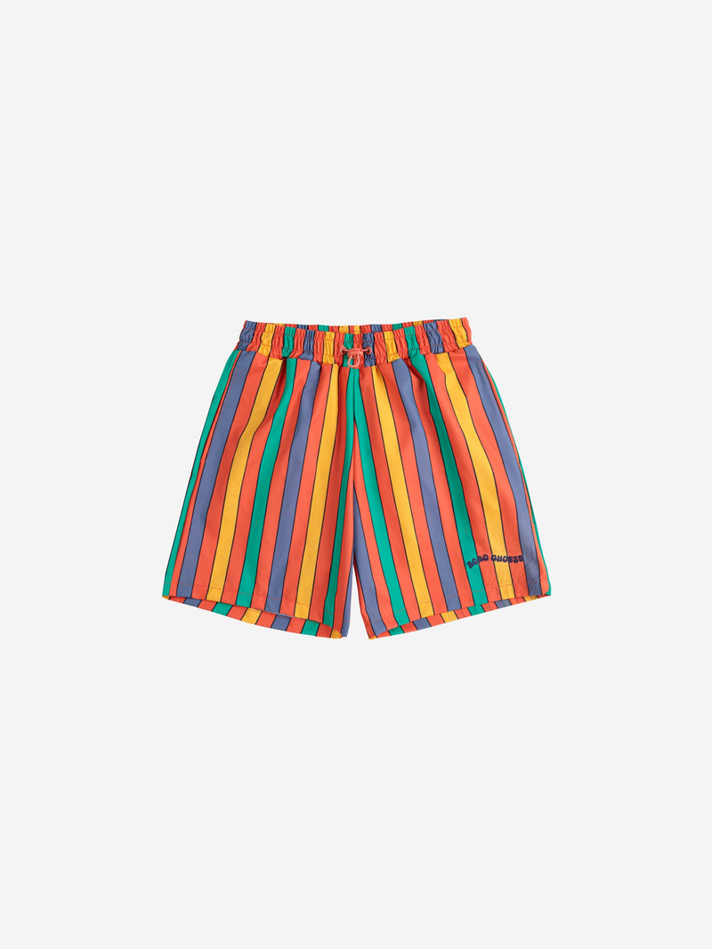 Bobo Choses Multicolor Stripes Swim Board Shorts Red