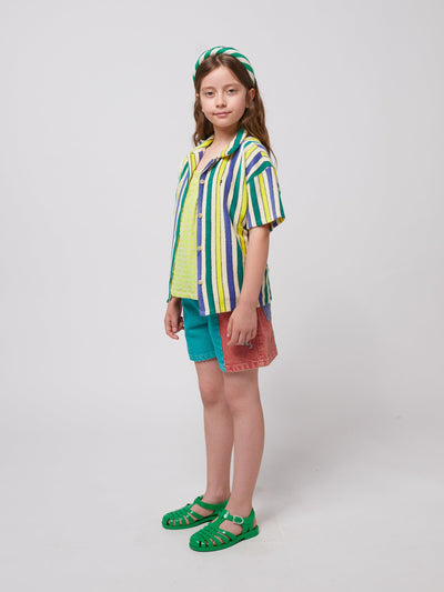 Bobo Choses Multicolor Stripes Terry Cloth Shirt Offwhite