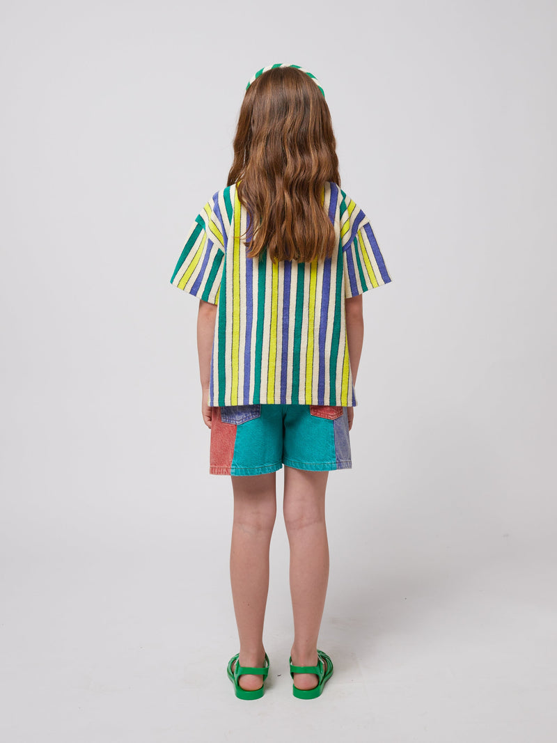 Bobo Choses Multicolor Stripes Terry Cloth Shirt Offwhite