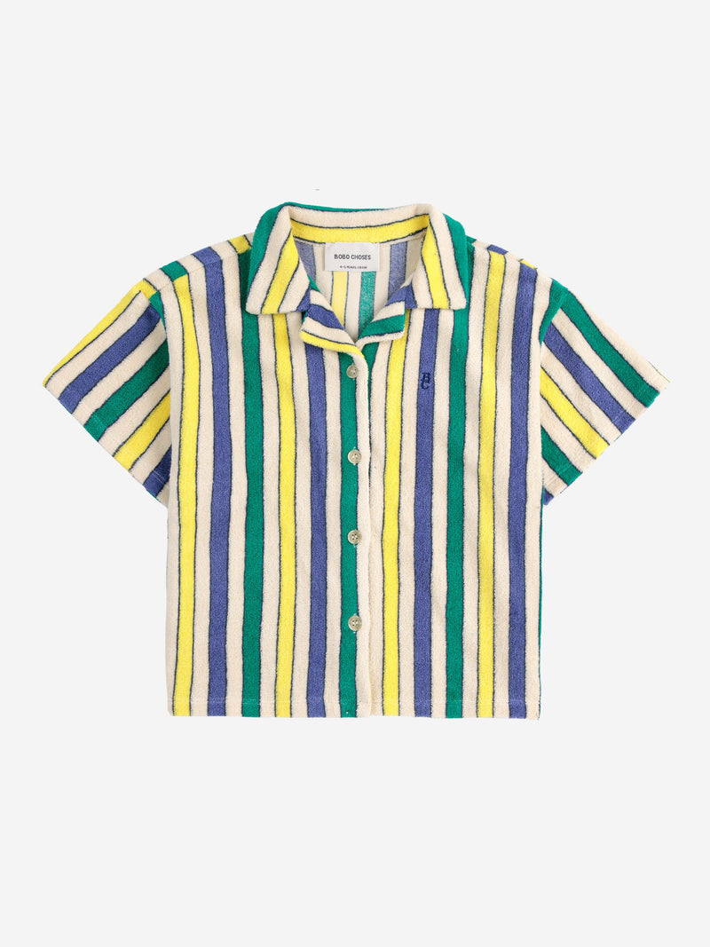 Bobo Choses Multicolor Stripes Terry Cloth Shirt Offwhite