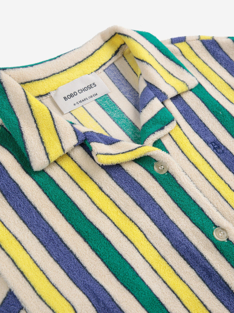 Bobo Choses Multicolor Stripes Terry Cloth Shirt Offwhite