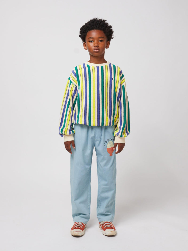 Bobo Choses Multicolor Stripes Terry Cloth Sweatshirt Offwhite