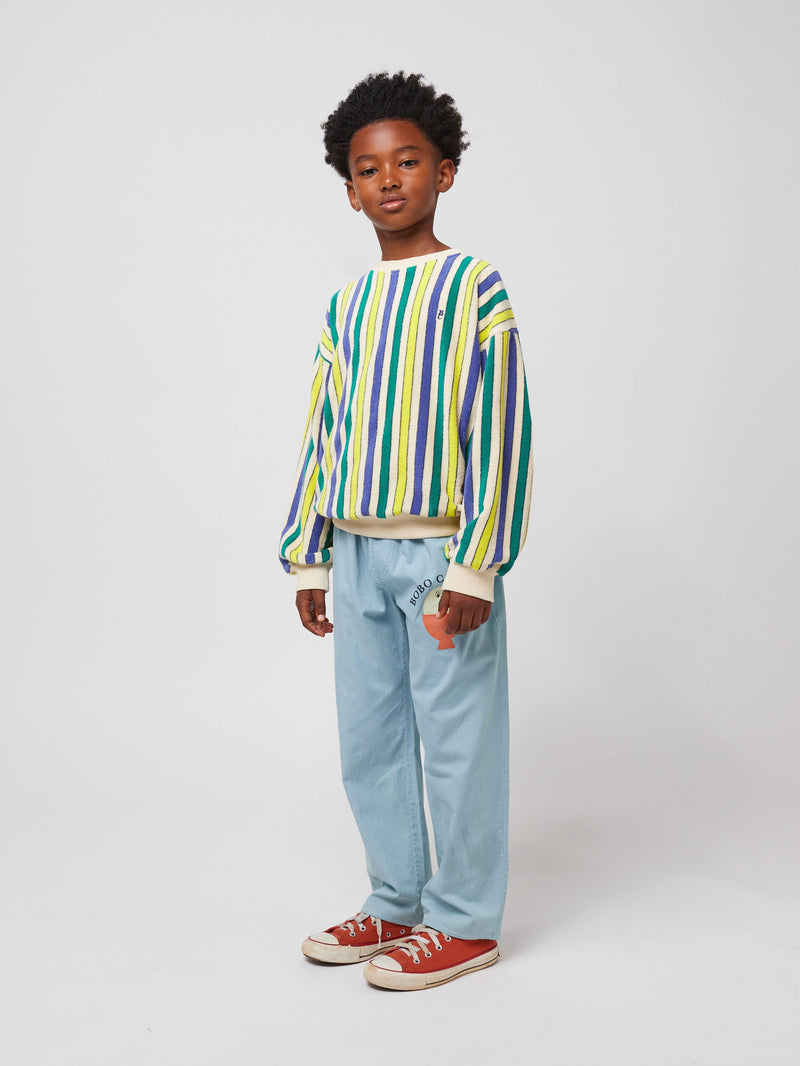 Bobo Choses Multicolor Stripes Terry Cloth Sweatshirt Offwhite