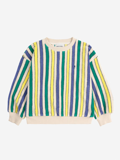 Bobo Choses Multicolor Stripes Terry Cloth Sweatshirt Offwhite