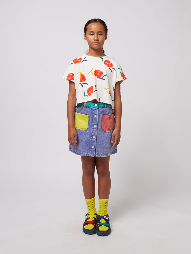 Bobo Choses Smiling All Over Cropped T-shirt Offwhite