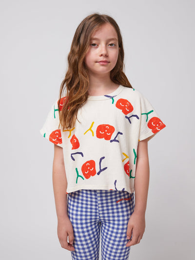 Bobo Choses Smiling All Over Cropped T-shirt Offwhite