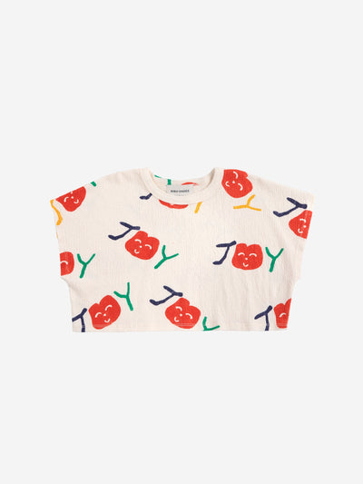 Bobo Choses Smiling All Over Cropped T-shirt Offwhite