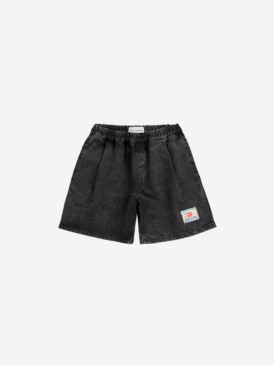 Bobo Choses Smiling Black Denim Bermuda Shorts Dark Grey