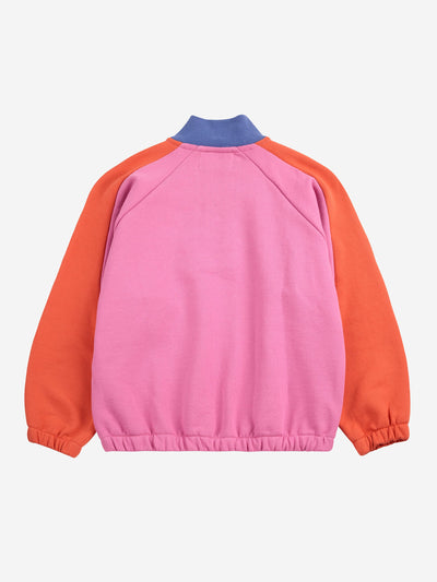 Bobo Choses Smiling Color Block 1/4 Zipped Sweatshirt Fuchsia