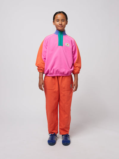 Bobo Choses Smiling Color Block 1/4 Zipped Sweatshirt Fuchsia