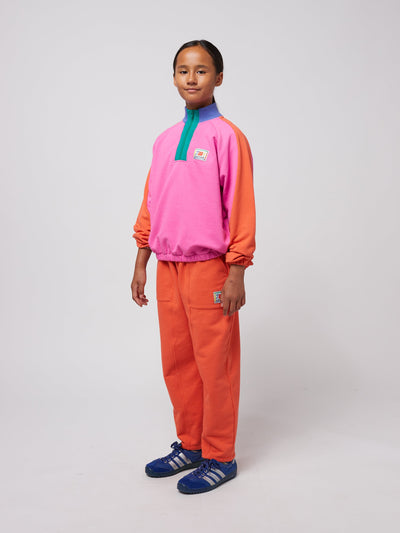 Bobo Choses Smiling Color Block 1/4 Zipped Sweatshirt Fuchsia