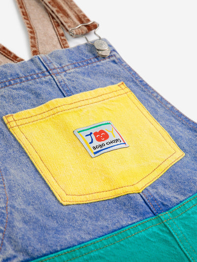 Bobo Choses Smiling Color Block Denim Dungaree Multicolor