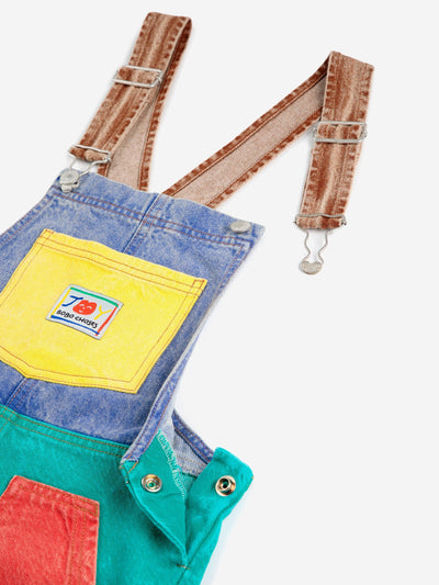 Bobo Choses Smiling Color Block Denim Dungaree Multicolor