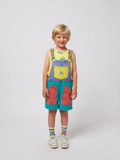 Bobo Choses Smiling Color Block Denim Dungaree Multicolor