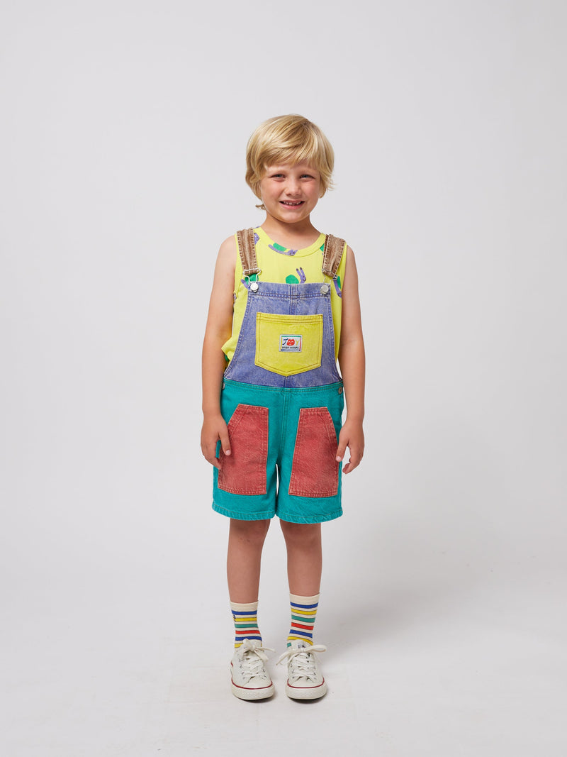 Bobo Choses Smiling Color Block Denim Dungaree Multicolor