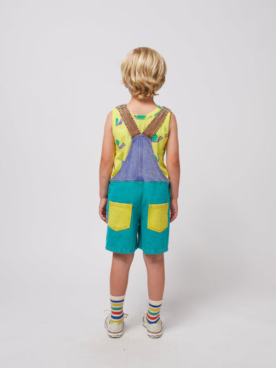 Bobo Choses Smiling Color Block Denim Dungaree Multicolor