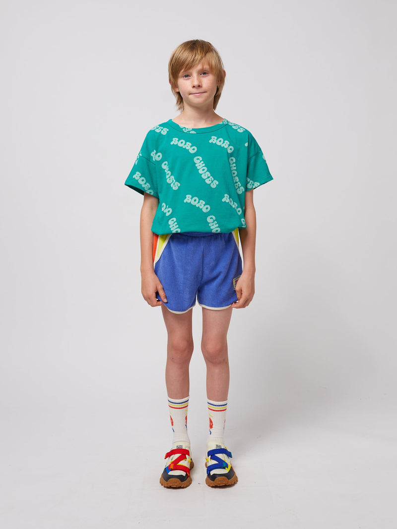 Bobo Choses Smiling Color Block Terry Cloth Shorts Blue