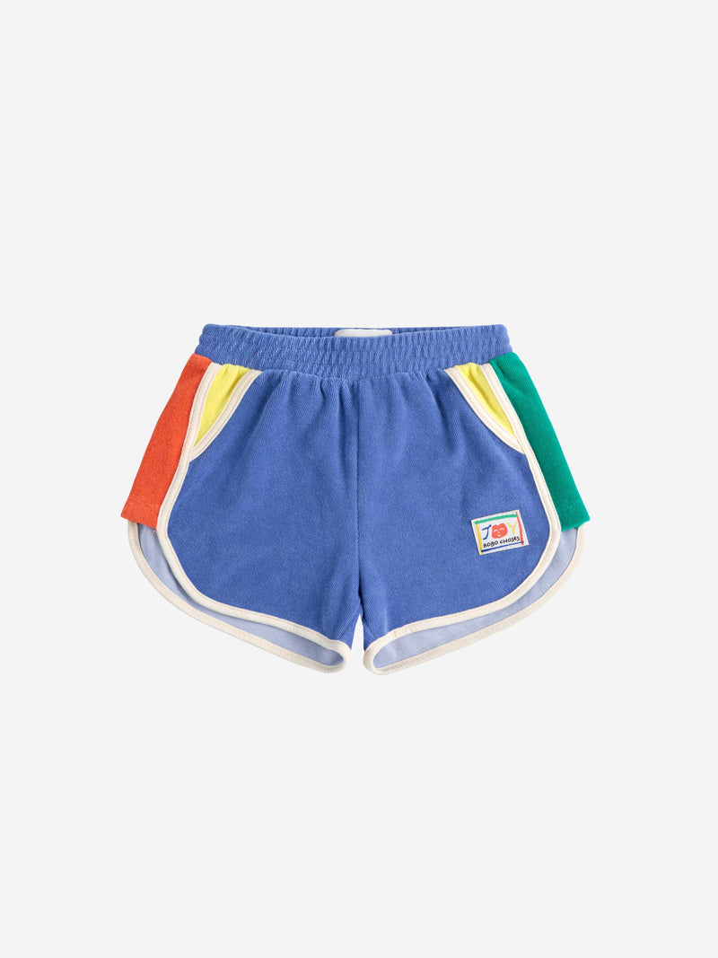 Bobo Choses Smiling Color Block Terry Cloth Shorts Blue