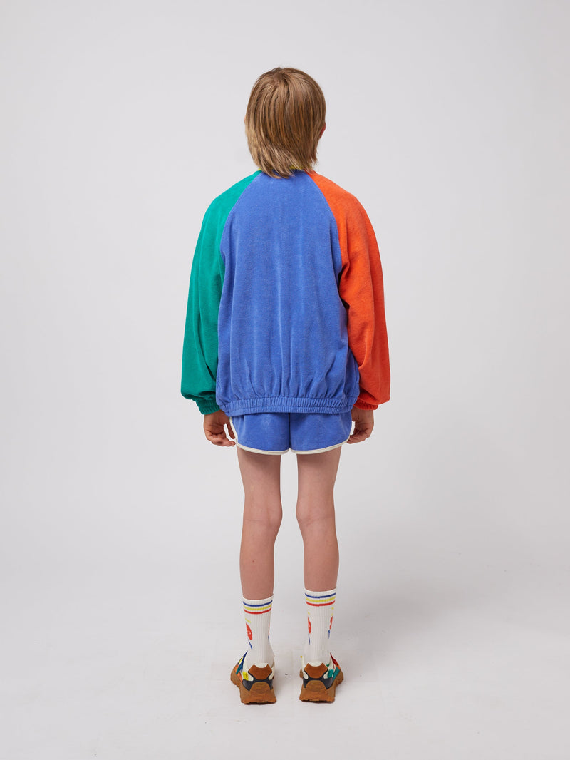 Bobo Choses Smiling Color Block Terry Cloth Zipped Sweatshirt Multicolor