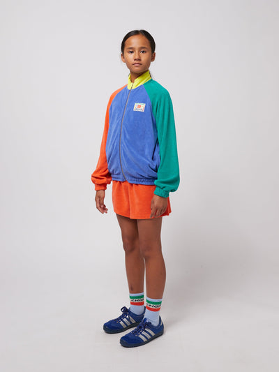 Bobo Choses Smiling Color Block Terry Cloth Zipped Sweatshirt Multicolor