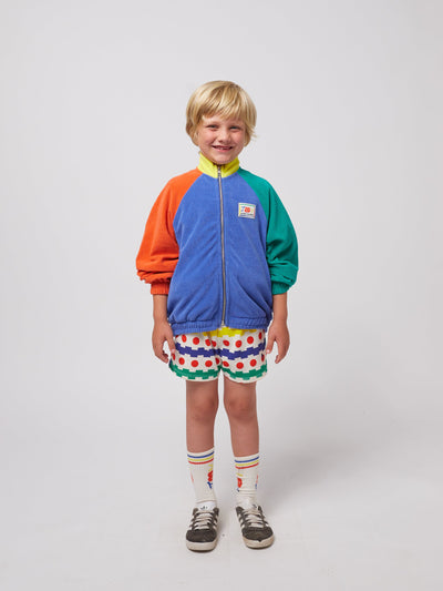 Bobo Choses Smiling Color Block Terry Cloth Zipped Sweatshirt Multicolor