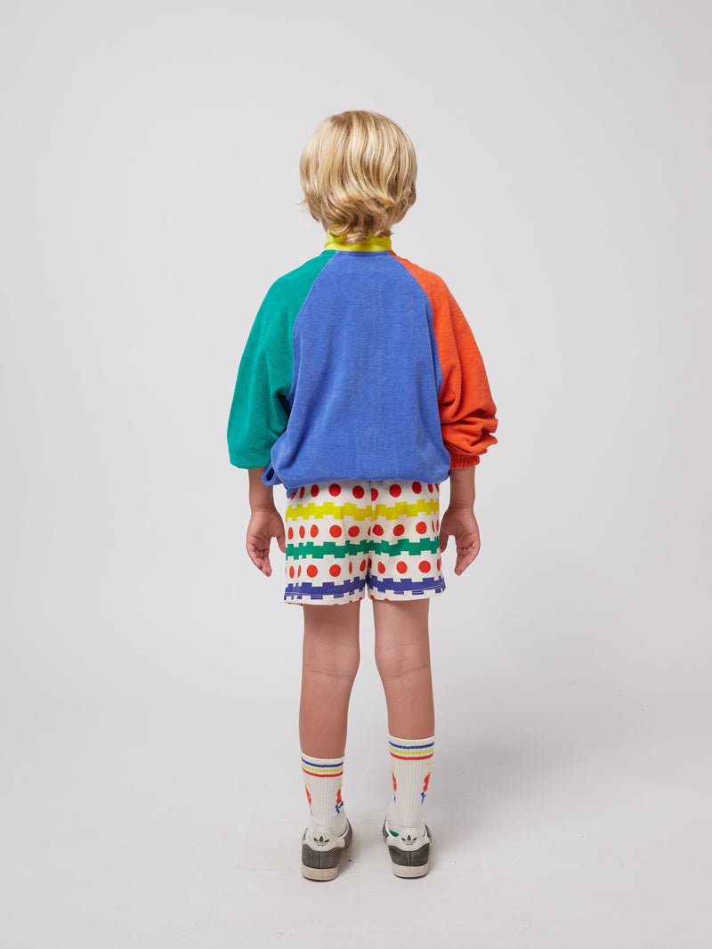 Bobo Choses Smiling Color Block Terry Cloth Zipped Sweatshirt Multicolor