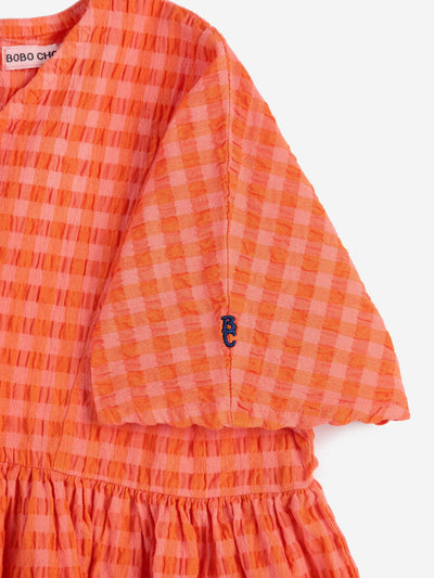 Bobo Choses Vichy Woven Dress Coral