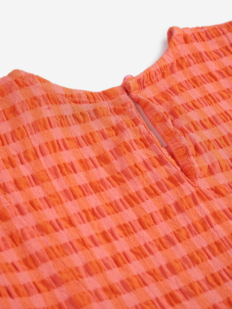 Bobo Choses Vichy Woven Dress Coral