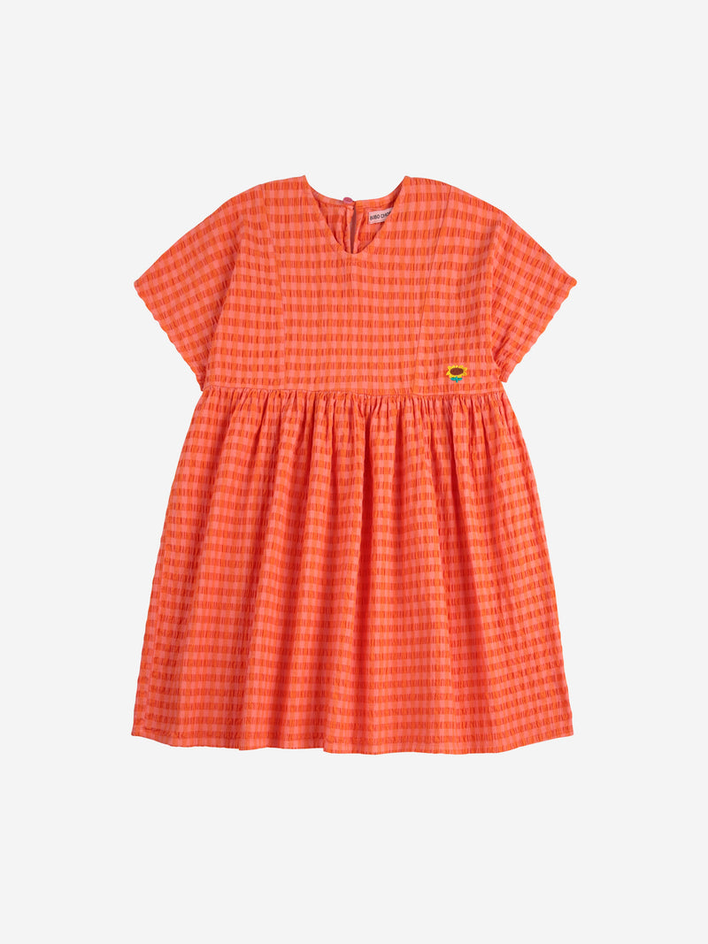 Bobo Choses Vichy Woven Dress Coral