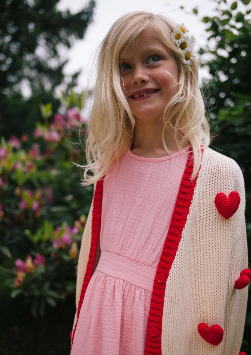 Daily Brat Heart Knitted Vest Ivory Red