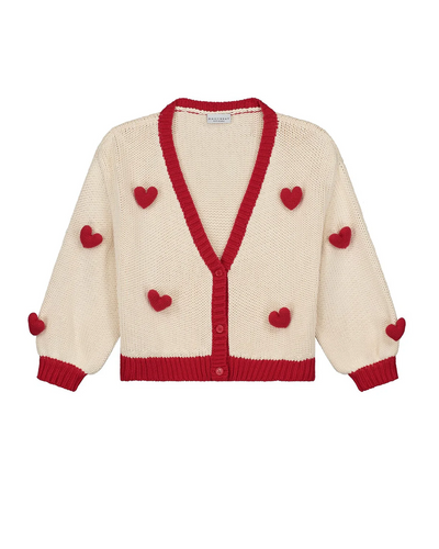 Daily Brat Heart Knitted Vest Ivory Red