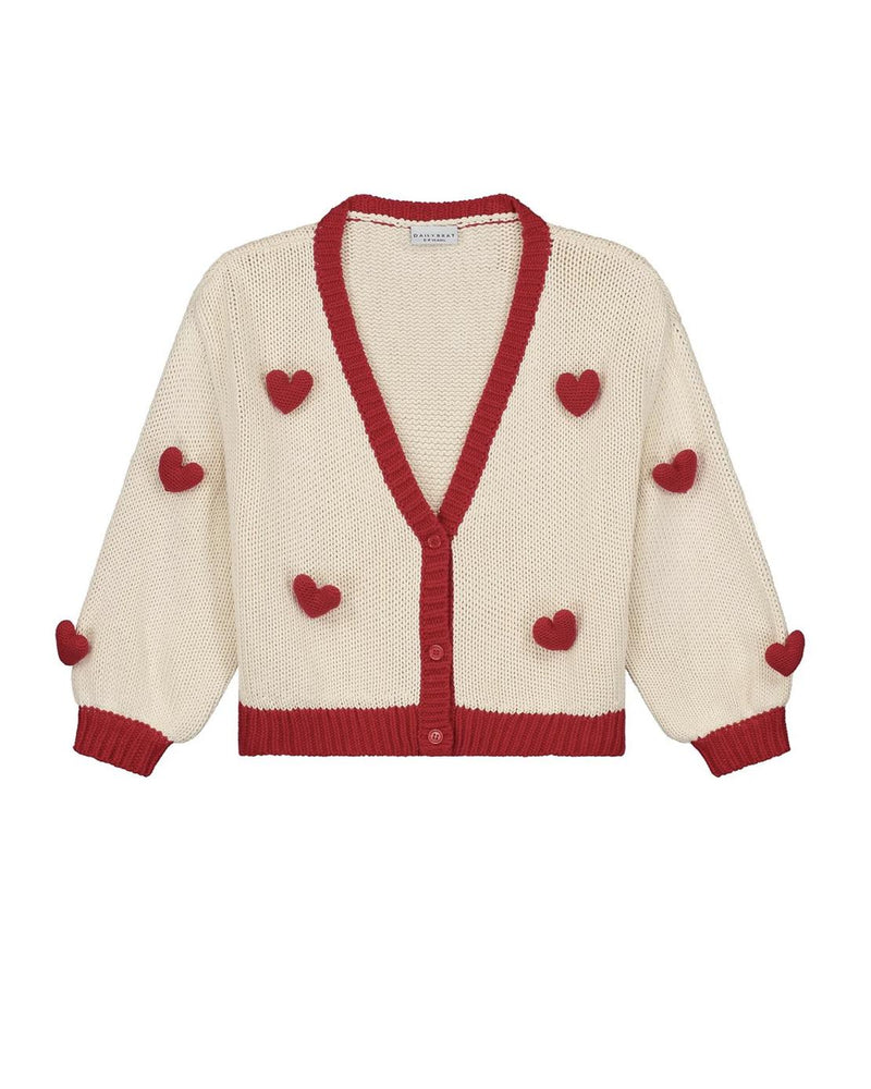 Daily Brat Heart Knitted Vest Ivory Red