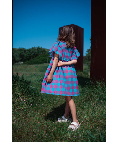 Daily Brat Sandy Checked Dress purblish blue