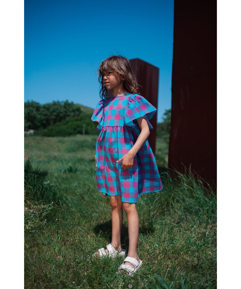 Daily Brat Sandy Checked Dress purblish blue