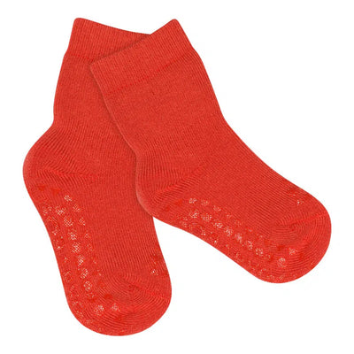 GO Baby Go Non-slip Socks Organic Cotton Cherry