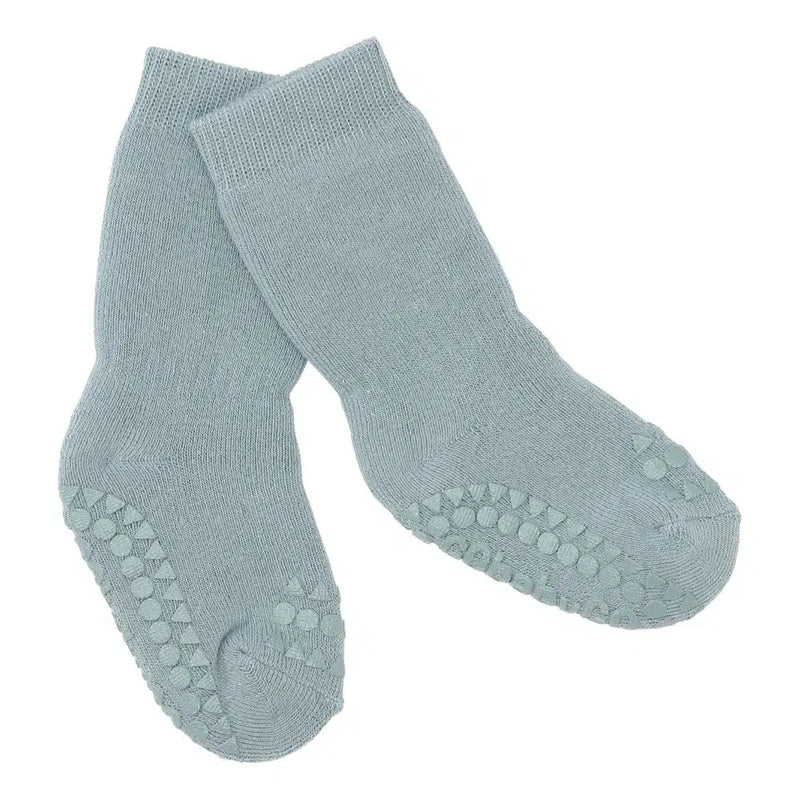 GO Baby Go Non-slip Socks Organic Cotton Dark Dusty Blue