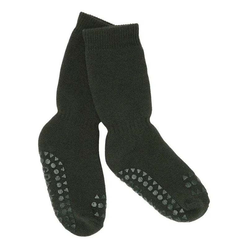 GO Baby Go Non-slip Socks Organic Cotton Dark Forrest Green