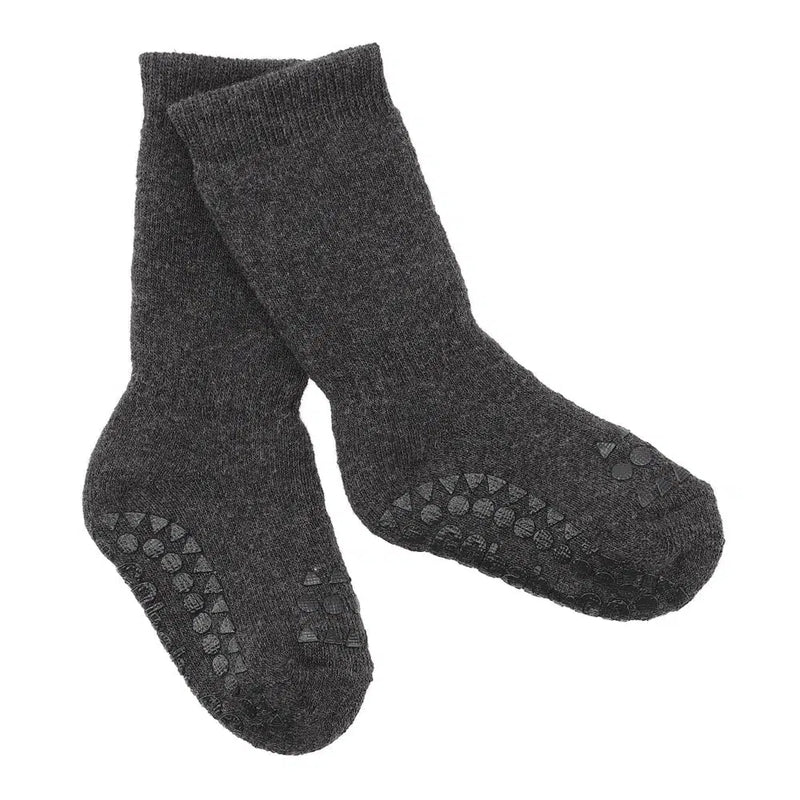 GO Baby Go Non-slip Socks Organic Cotton Dark Grey Melange