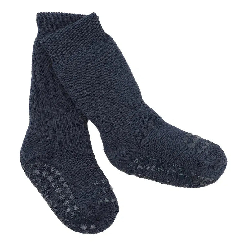 GO Baby Go Non-slip Socks Organic Cotton Navy Blue