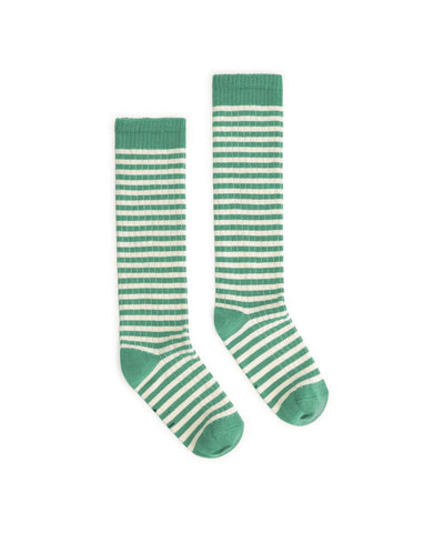 Gray Label Long Ribbed Socks Bright Green-Cream