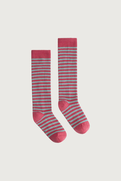 Gray Label Long Ribbed Socks GOTS Cherry/Sky