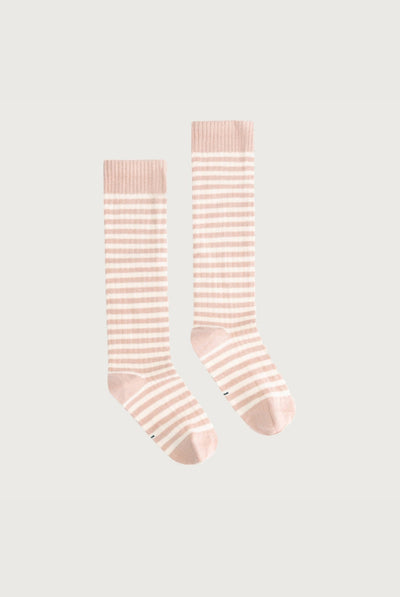 Gray Label Long Ribbed Socks GOTS Pink/Cream