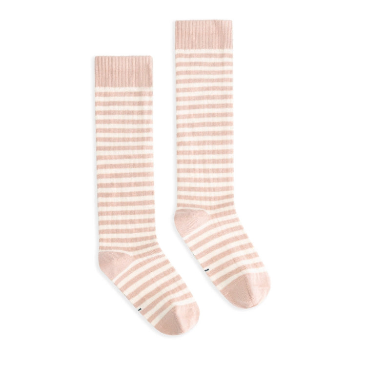 Gray Label Long Ribbed Socks GOTS Pink/Cream