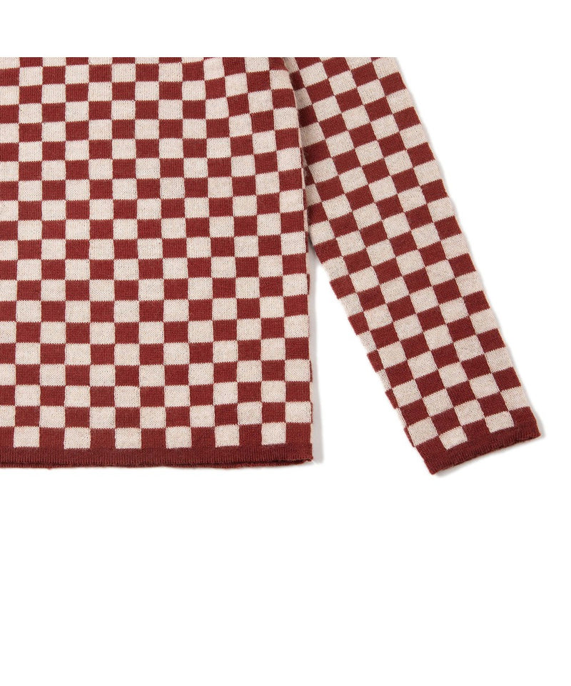 Knit Planet Checkered Pullover Caramel/Cream