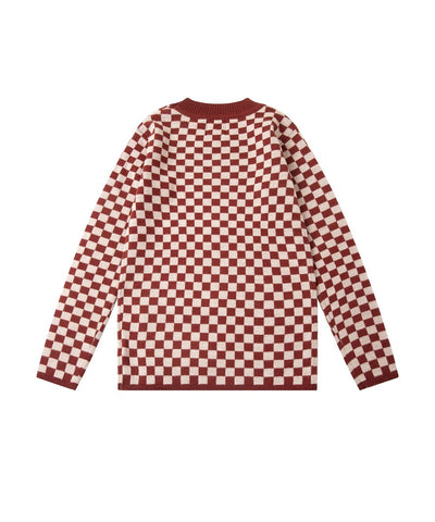 Knit Planet Checkered Pullover Caramel/Cream