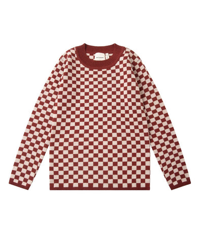 Knit Planet Checkered Pullover Caramel/Cream