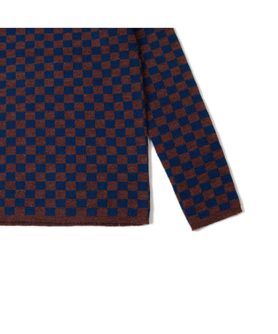 Knit Planet Checkered Pullover Navy/Choco