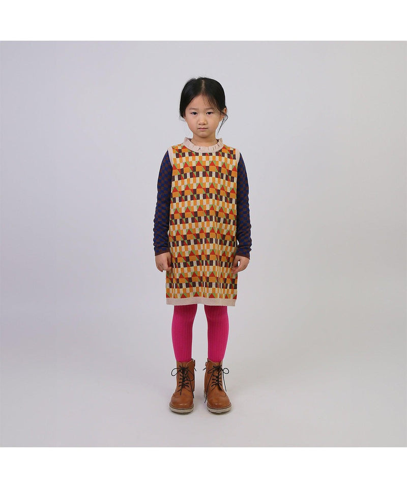 Knit Planet Checkered Pullover Navy/Choco