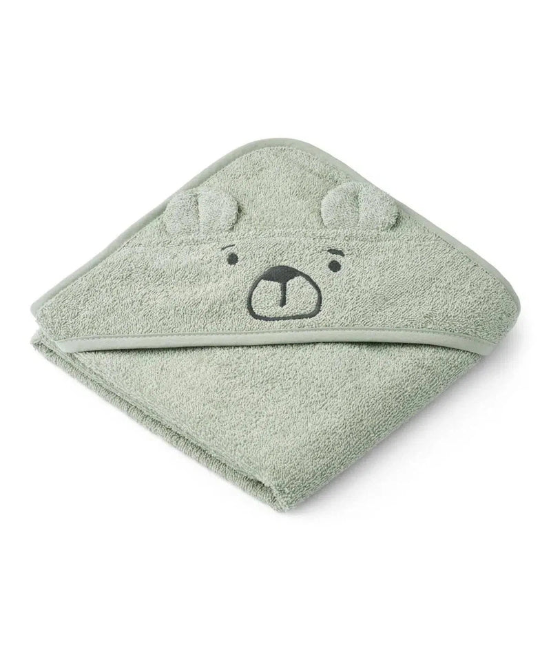 Liewood Baby Handdoek Albert Bear Hooded Towel Dove Blue