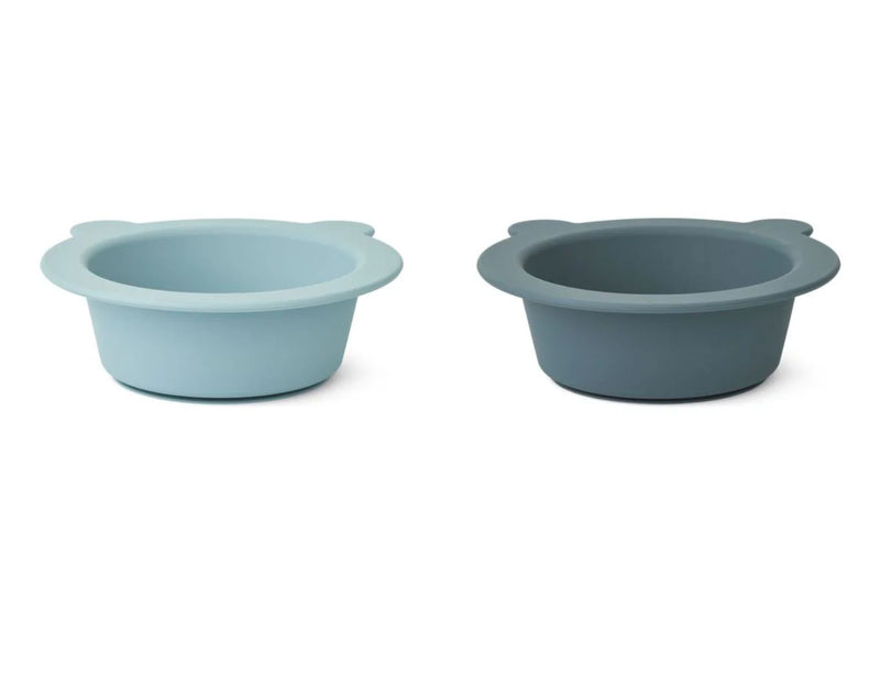 Liewood Peony Suction Bowl Whale Blue/Dove Blue Set of 2